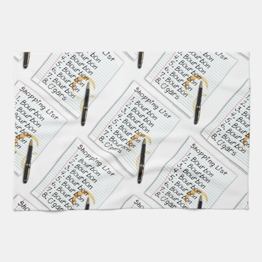 BOURBON SHOPPING LIST COCKTAIL HUMOR THEEDOEK (Horizontaal)