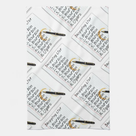 BOURBON SHOPPING LIST COCKTAIL HUMOR THEEDOEK (Verticaal)