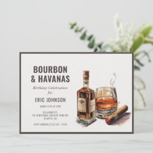 Bourbon sigaar verjaardagsuitnodiging kaart