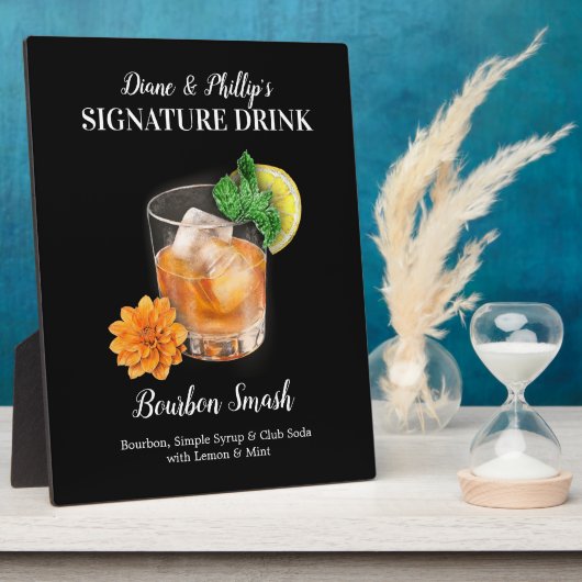 Bourbon Smash Cocktail Bar Signature Drink Sign Fotoplaat (Zijkant)