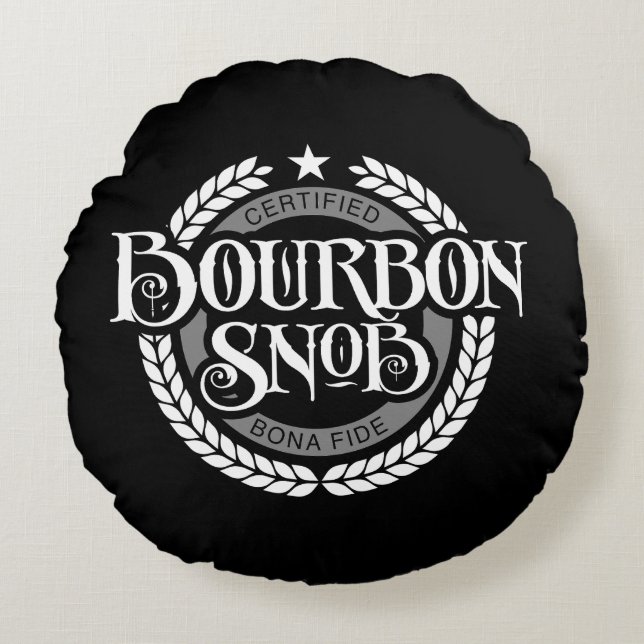Bourbon Snob - funny whiskey drinker Rond Kussen (Voorkant)