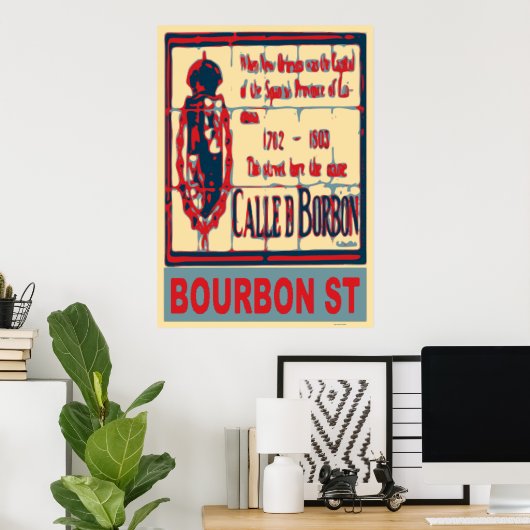 Bourbon St New Orleans Frans kwartaal Poster (Thuiskantoor)