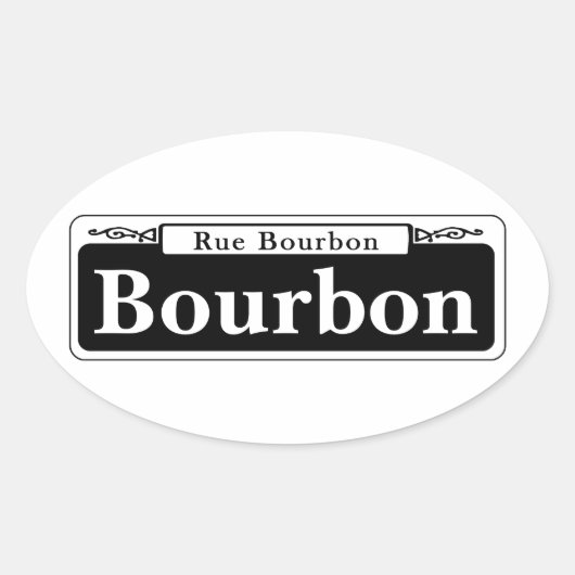 Bourbon St., New Orleans Street Sign Ovale Sticker (Voorkant)