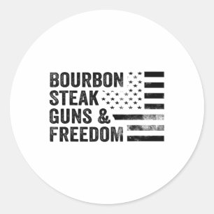 Bourbon Steak Pistolen en Freedom USA Flag Whiskey Ronde Sticker