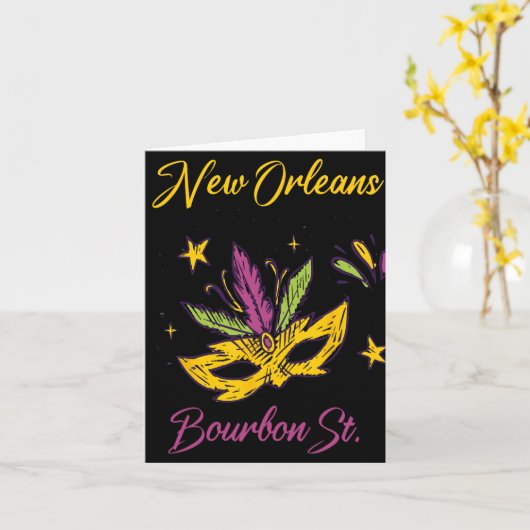 Bourbon Street French Quarter New Orleans Mardi Gr Kaart (Gele Bloem)