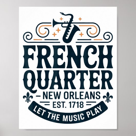 Bourbon Street French Quarter New Orleans Mardi Gr Poster (Voorkant)