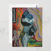Bourbon Street Mardi Gras Art Briefkaart (Voorkant / Achterkant)