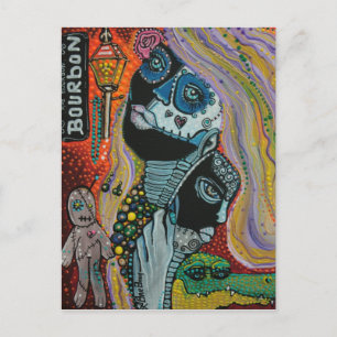 Bourbon Street Mardi Gras Art Briefkaart