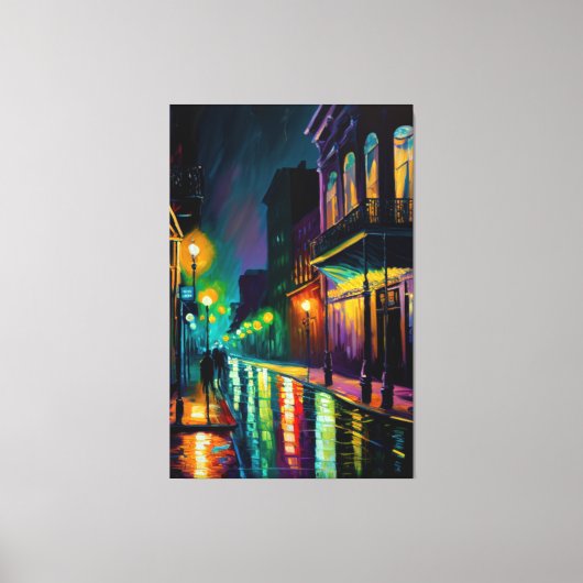 Bourbon Street, New Orleans, Franse wijk Canvas Afdruk (Voorkant)