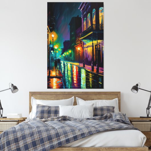Bourbon Street, New Orleans, Franse wijk Canvas Afdruk (Insitu (Slaapkamer))