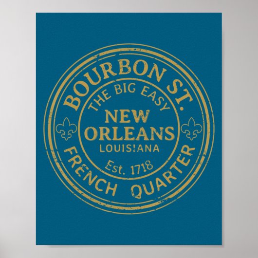 Bourbon Street New Orleans French Quarter Distress Poster (Voorkant)