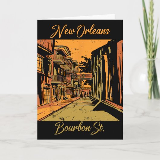Bourbon Street New Orleans Souvenir Louisiana Mard Kaart (Voorkant)