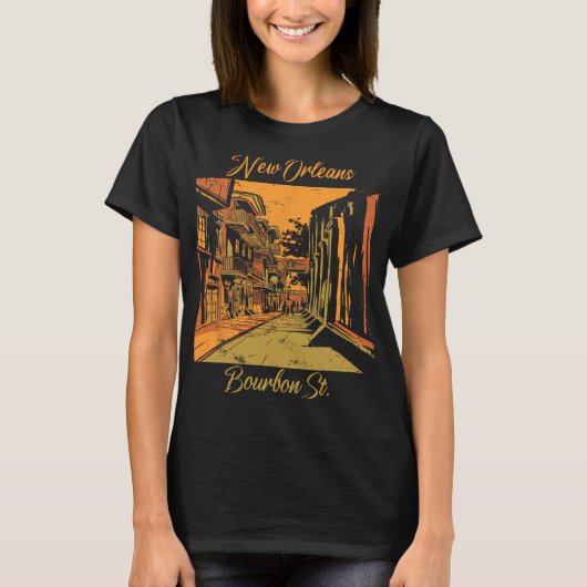 Bourbon Street New Orleans Souvenir Louisiana Mard T-shirt (Voorkant)