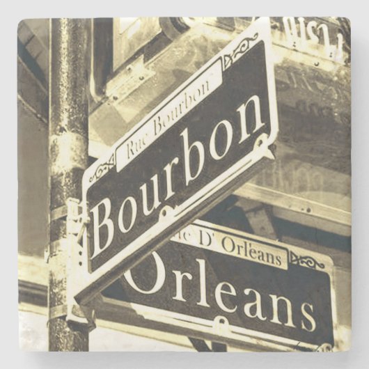 Bourbon Street, New Orleans,  stijl Stenen Onderzetter (Voorkant)