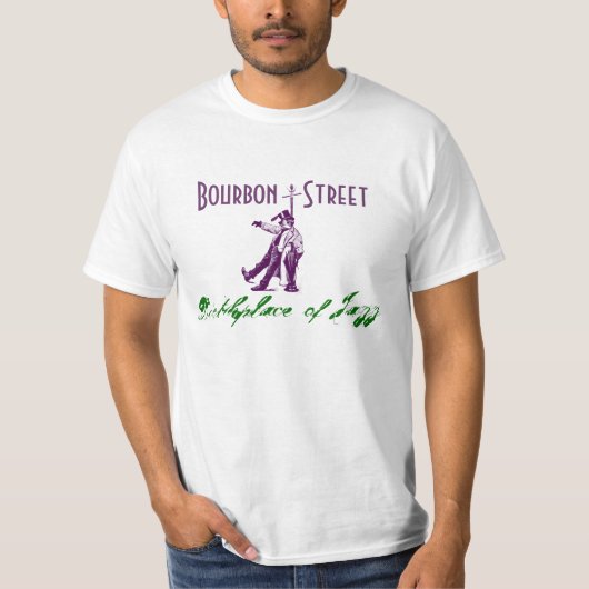 Bourbon Street NOLA New Orleans Birthplace of Jazz T-shirt (Voorkant)