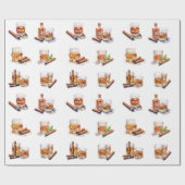 Bourbon Theme Wrapping Paper Bachelor cadeau Cadeaupapier (Vlak)