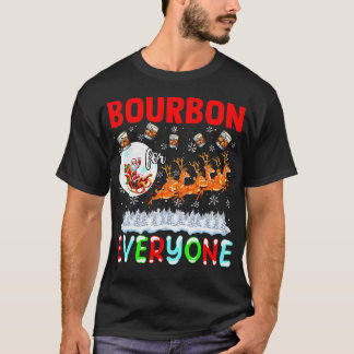 Bourbon voor iedereen Xmas drinker Kerstman slee r T-shirt