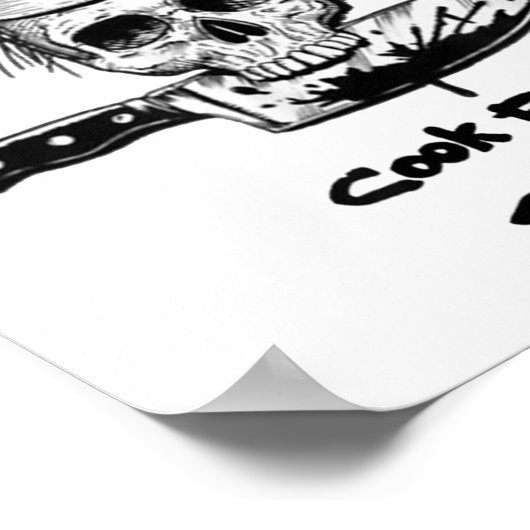 Bourdain Cook Free or Die Funny Skull Chef Voedsel Poster (Hoek)