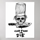 Bourdain Cook Free or Die Funny Skull Chef Voedsel Poster (Voorkant)