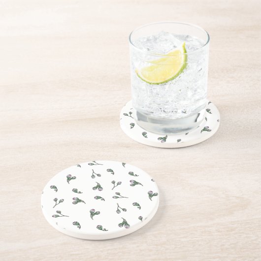 Bourgeon de Fleur - Rose et vert - Floral Motif Zandsteen Onderzetter (Zijkant)