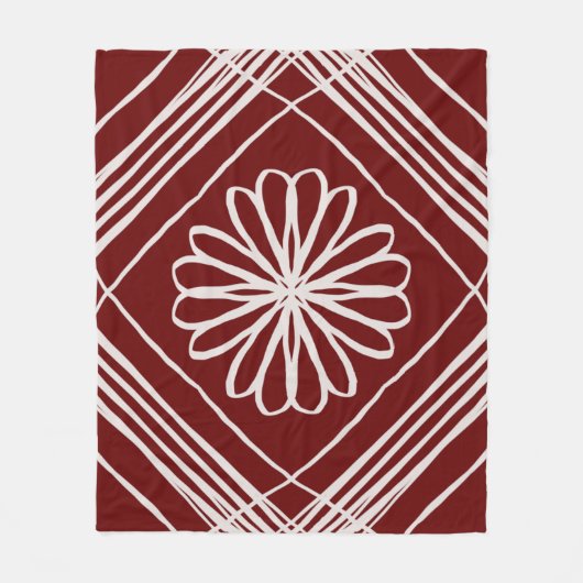 Bourgogne Abstracte bloem Fleece Deken (Voorkant)