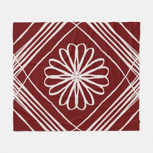 Bourgogne Abstracte bloem Fleece Deken (Voorkant (Horizontaal))