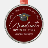 Bourgogne Afstuderen Custom Afstuderen Christmas Metalen Ornament (Voorkant)