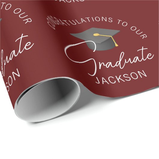 Bourgogne Afstuderen gepersonaliseerd Afstuderen Cadeaupapier (Rol Hoek)