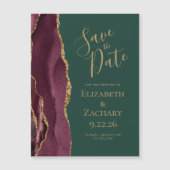 Bourgogne Agaat Gold Green Magnetic Save the Date (Voorkant)