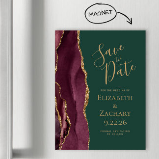 Bourgogne Agaat Gold Green Magnetic Save the Date