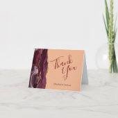 Bourgogne Agaat Gouden Perzik Bruiloft Dank u Kaart (Voorkant)