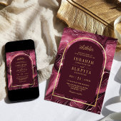 Bourgogne Agaat Marmeren Boog Moslim Bruiloft Kaart