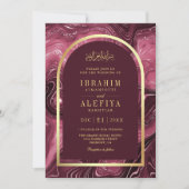 Bourgogne Agaat Marmeren Boog Moslim Bruiloft Kaart (Voorkant)