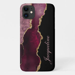 Bourgogne Agaat Waterverf Modern Goud Gepersonalis Case-Mate iPhone Case