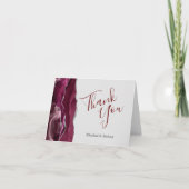 Bourgogne Agaat Zilver Licht Grijs Bruiloft Dank u Kaart (Voorkant)