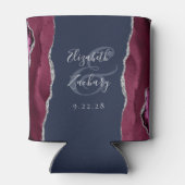 Bourgogne Agaat Zilver Marine Blauw Bruiloft Blikjeskoeler (Achterkant)