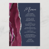 Bourgogne Agaat Zilveren Script Marine Blauwe brui Menu (Voorkant)