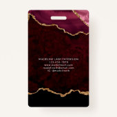 Bourgogne Agate Marble Business Logo Bedrijf ID Badge (Achterkant)
