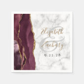 Bourgogne Agate Marble Gold Script Weddenschap Servet (Voorkant)