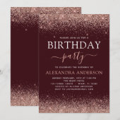 Bourgogne Alle leeftijden Roos Gold Pink Glitter Kaart (Voorkant / Achterkant)