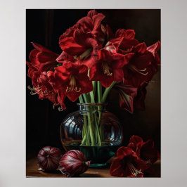 Bourgogne Amaryllis Flowers Art Print Poster