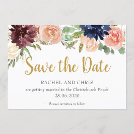 Bourgogne Aquarel Herfst Bruiloft Save The Date Kaart