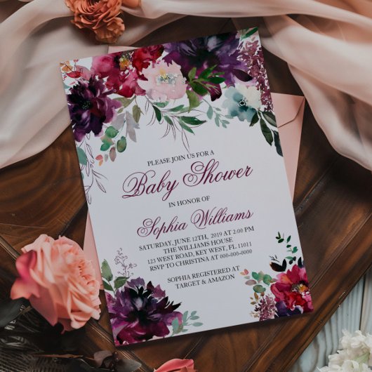 Bourgogne Baby shower Invitation Kaart