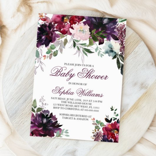 Bourgogne Baby shower Invitation Kaart