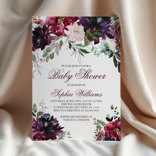 Bourgogne Baby shower Invitation Kaart