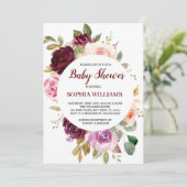 Bourgogne Baby shower Invitation Kaart (Staand voorkant)