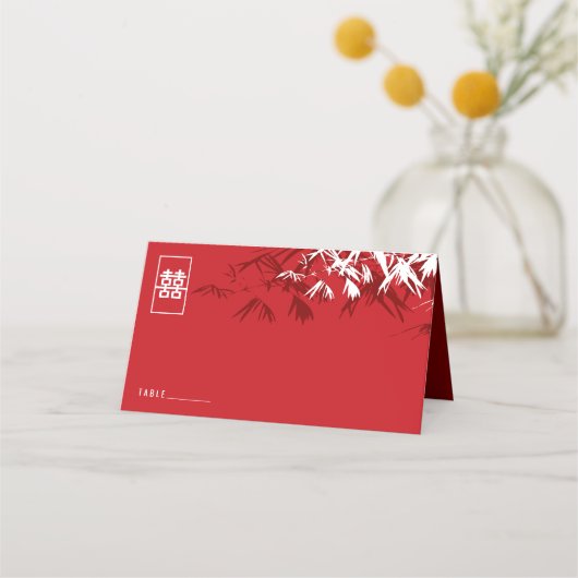 Bourgogne Bamboe vertrekt dubbelzijdig Chinees huw Plaatskaartje (Voorkant)