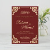  Bourgogne Barok Gouden Lijst Moslim Huwelijk Kaart (Staand voorkant)