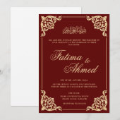  Bourgogne Barok Gouden Lijst Moslim Huwelijk Kaart (Voorkant / Achterkant)