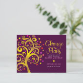 Bourgogne Bat Mitswa Verandert Plannen Van Gouden Uitnodiging Briefkaart (Staand voorkant)